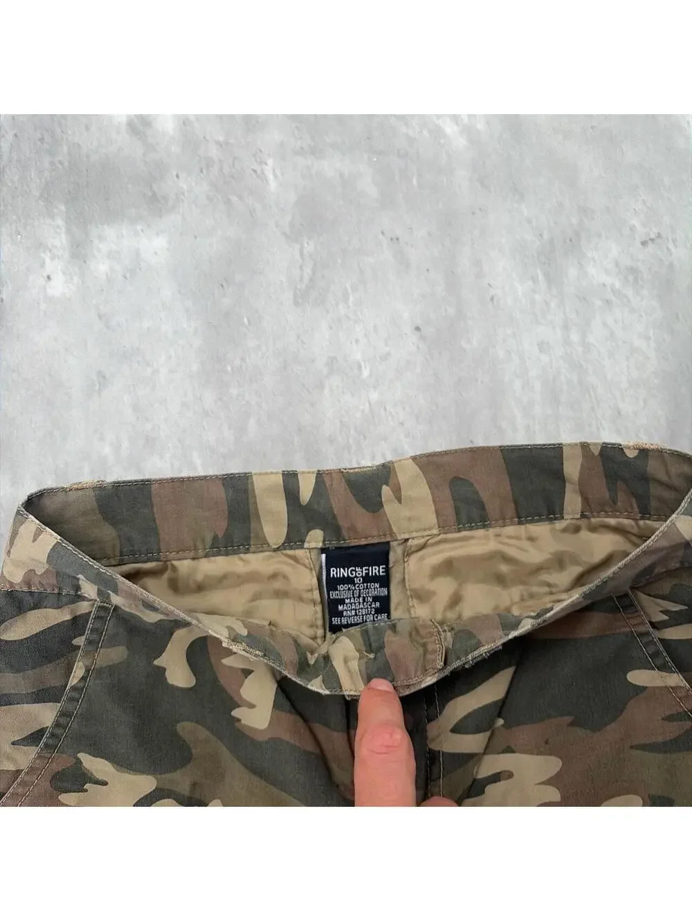Y2K Camo Ring Of Fire Grunge Baggy Cargo Skater Shorts